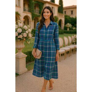 Old Navy Plaid Maxi Dress Button Up Preppy Classic Spring Summer Downtown Boho S